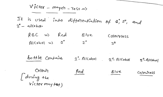 Victor mayeh - Te St > Tt is usel into diffehentiation of 4, 2, and 3-alco hol ROC=〉 Red Blve ColovyleSs Alcohol-) 1。 2 0 3