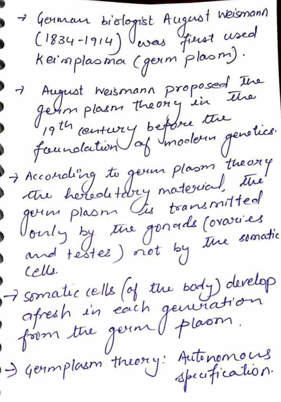 + German biologist August Weismann • (1834-1914) was first used 3 Keimplasma (germ plasm). . August Weismann proposed the - J