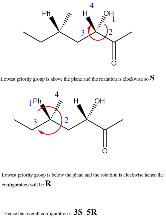 Ph. - H. Lowest priority group is above the plane and the roatation is clockwise so S A 1 Ph. Н. ОН Lowest priority group is