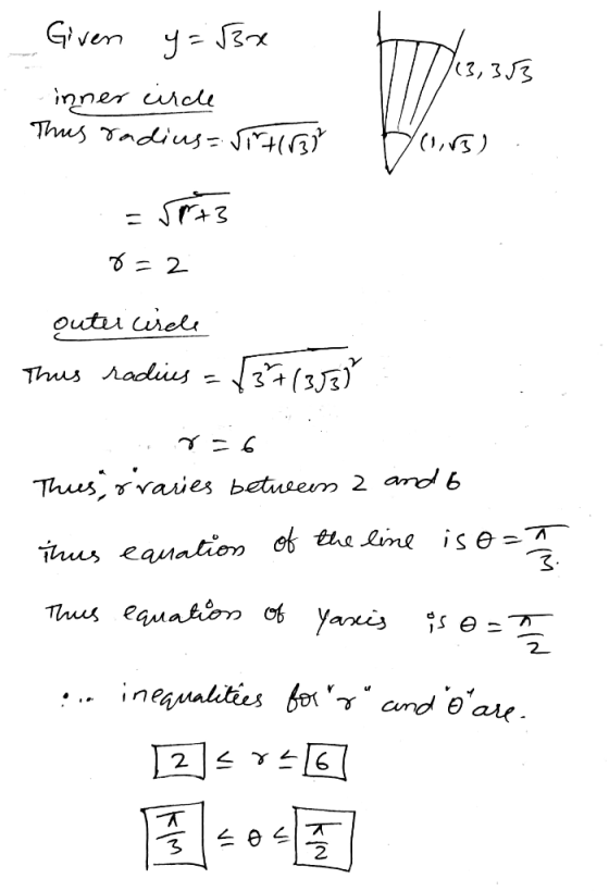 Given y = 3x (3,353 inner circle This radius=77 (1,5) Sort =2 outer circle This radius = √37/353) r=6 Thus, &raries between 2