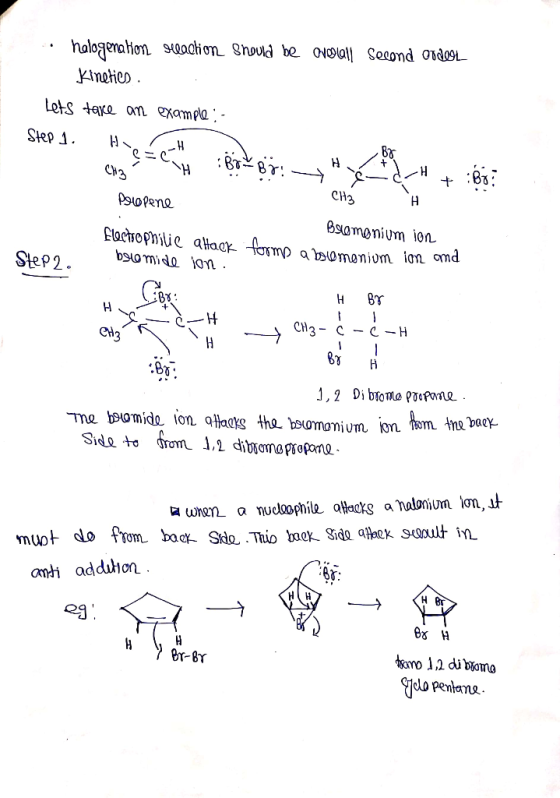 ovolall Second 01d09L_ . halogena hon silaction should be Kineties. Lets take an example: - Step 1. H.CH Brk or B7 7 H &H + :