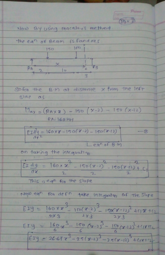 o y osing macalays me thod -the ea of Beam is feand ot 150 下 3 side a s on taking the iotcgaah -で 2. 2. This seen for e Slop