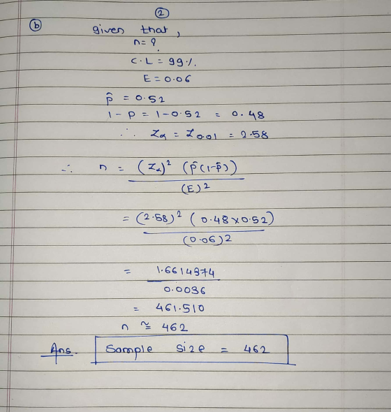 ③ given that n=0 > C.L=gg./. E-0.06 ſ = 0.52 1-P = 1-0.52 0.48 La = Lool : 2-58 D n. (Za)? (PCO-)) (E) 2 (2.68)? (0.48X0:52)