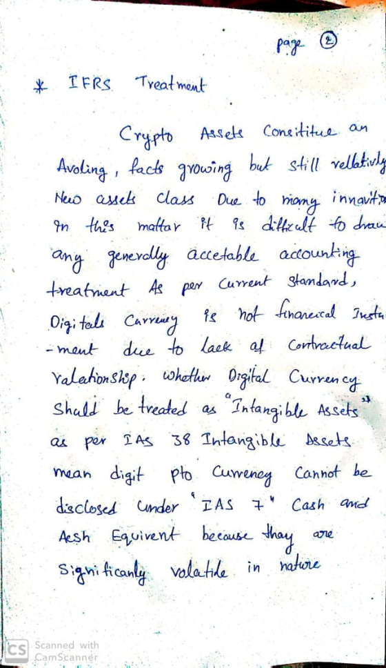 * IFRS Treatment A Crypto Assets consititue an Avoling facts growing but still relativly New assets class Due to many innauit