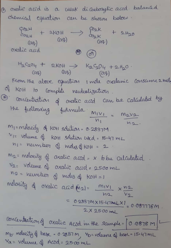 o oxalic acid is a culok di Corborylic aced balanad chemical equation can be shown below GOGH COO + 2KOH -> + 2H2O COOK Cag)