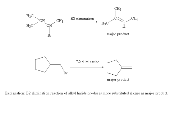 CH3 H3C CH CH3 CH3 E2 elimination H3C major product E2 elimination major product Explanati on: E2 eliminati on reaction of al