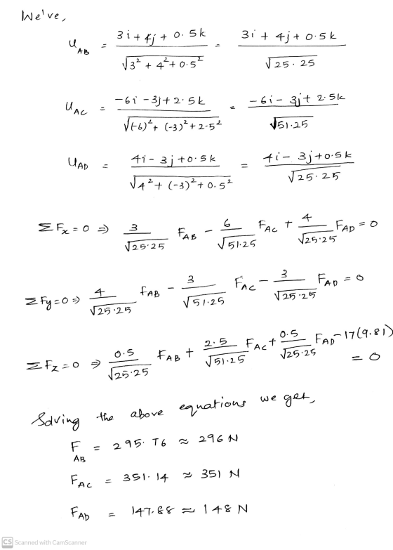 Weve, 3i+ Hj + +0.5k 3it 4j+0.5k U AB V3+ 4 +0.5 √25.25 - UAC -6i - 3j+2.5k -- 61 - 31t 2.5k VF6)+ (-3)+2-52 √51.25 UAD 41-