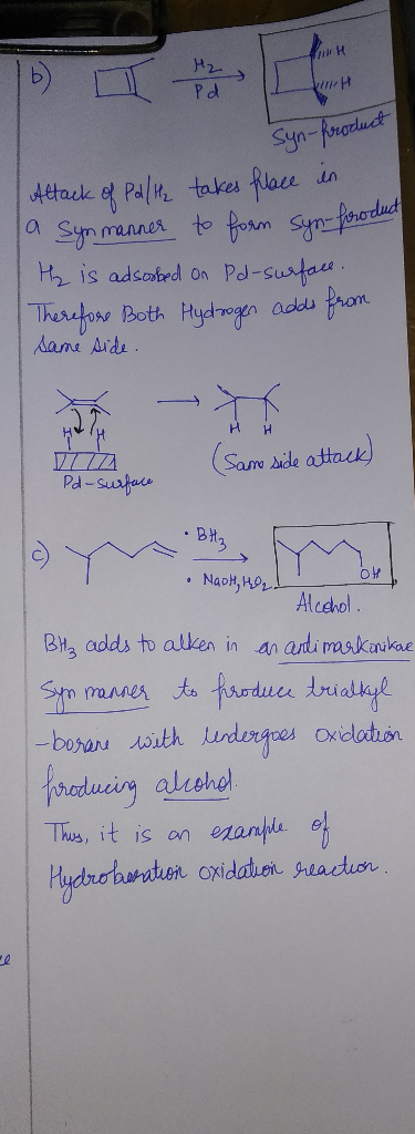R VINH Syn-product | Attack of Palt takes place in a Syn manner to form syn-product Hy is adsoobed on Pd-surface. Therefore B