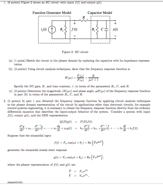 poirmts) ligure output y ws an RG circuit with inpu Function Generator Model Capacitor Model i,(t) Figure 2: RC cireuit (a)