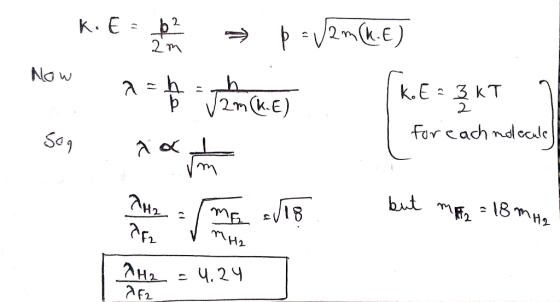 Kies een → p-vam(KE) How ah nack. E) (kE= 3 KT V Now for each molecule) son not ate / VIB. but more = 18 MHR F2 VMH2 2H2 = 4,