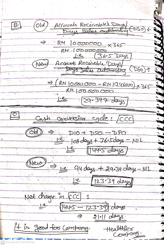 Old Accounts Receivables. Pour le DSO): Dags sales outstanding CDs) RM 10000000_x365 RM 1000000 (36-5 Days Neies Accounts Rec