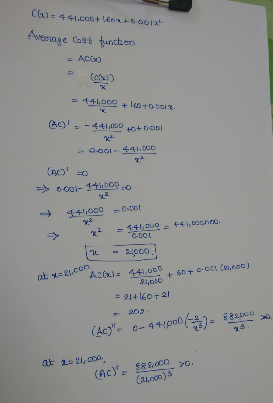 CCr): 44-1,000 + 160χ+0.00 lx® Avemiage cost tunc cro ACAN.) 441,000 + 160+0 - 001 χ. (AC) I = -441,000+0+0001 오 (AC) o 0.001