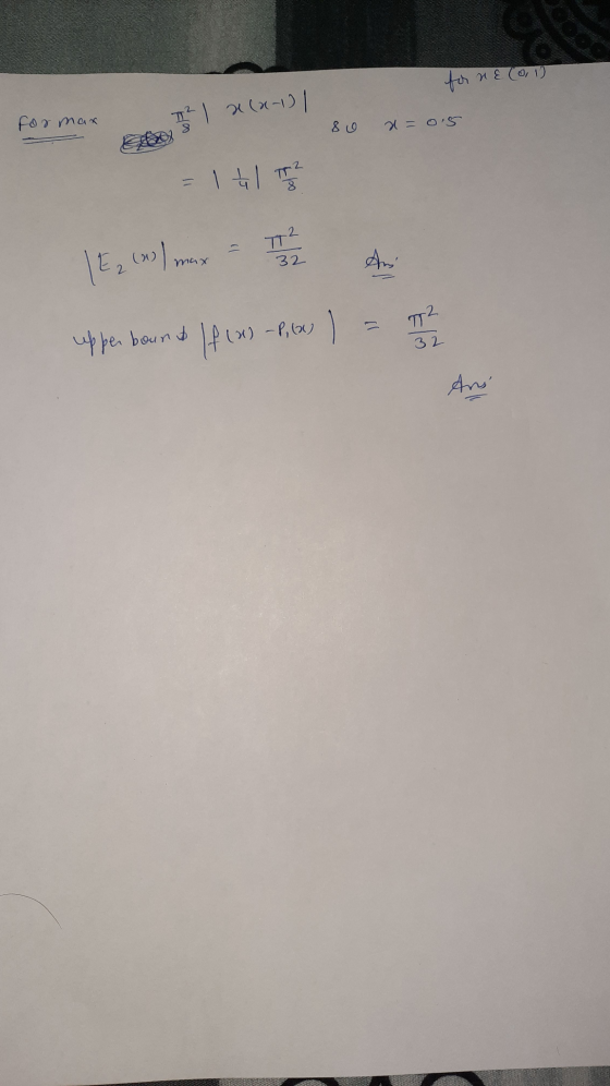 for n E (al) For max 1 x(x-1) 1 80 a=0.5 = 1 + 1 T 2 E₂ (2) max 32 TT upper bound If (1) - Play 32 Ani