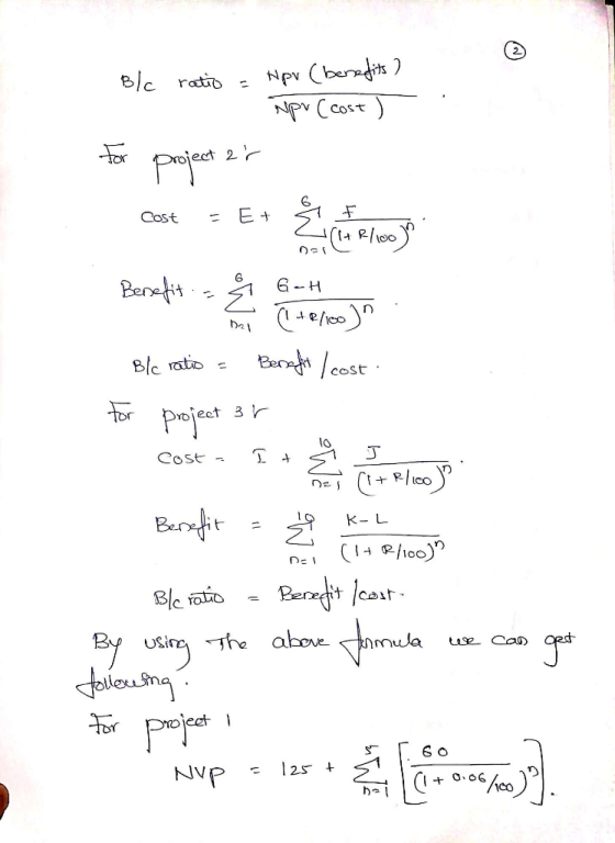 Blc ratio = Npv (benefits ) Npvc cost . for project ar Post zet prenes Benefit - Å 6-H Blc ratio = Benefit ( cost - for proje