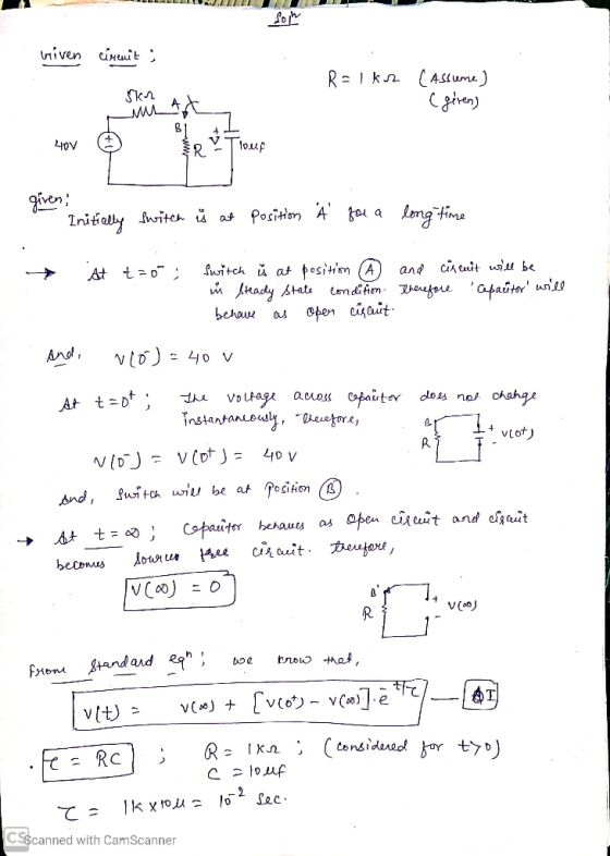 POLL Given circuit ; Skan R=1 kv (Assume) (girens miast 40V B1 ER Troup giren; Initially switch is at position A for a long