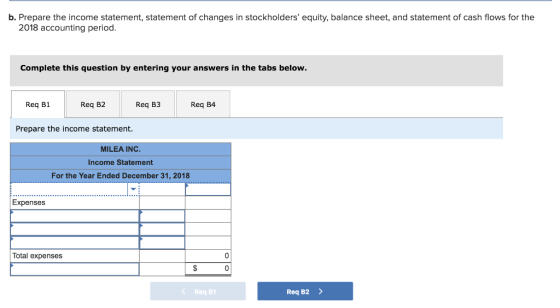 b. Prepare the income statement, statement of changes in stockholders equity, balance sheet, and statement of cash flows for