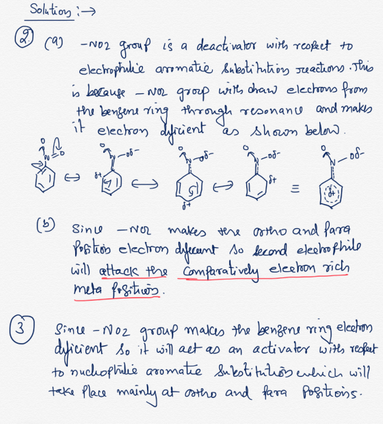 Solution :-> 2) ca) -No2 grouf is a deactivalor with reopect to elechophulie armatie Subotihuting seactions This is because N