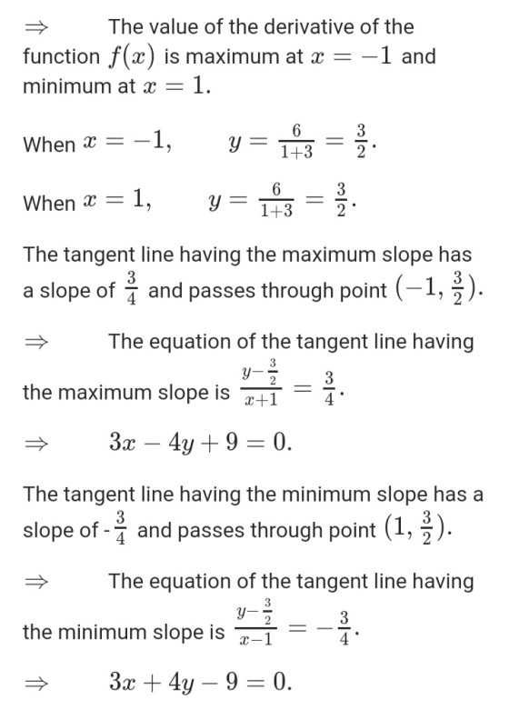 介 The value of the derivative of the function f(x) is maximum at x = -1 and minimum at x = 1. 6 When X = -1, y = 1+3 3 When x