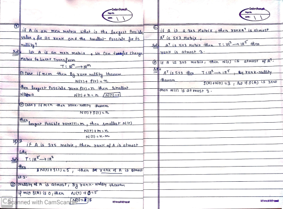 Inderdhanush, Pego Inderdhoruch Agora DATE: DATE: 1 if A is a 3x5 Matrix, then ranKAT is almost LAT is 5X3 Matrix Sel! AT is