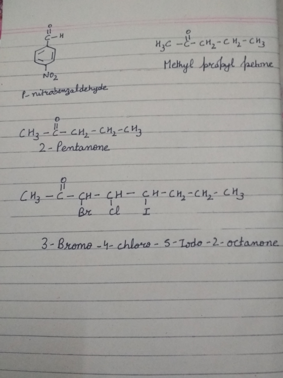 не - си, - см, - си, Methyl propyl paetune. NO2 P-nitrobenzaldehyde си, -- си, - си,-си, 2- Pentanone СИ, – – си – си – си- с