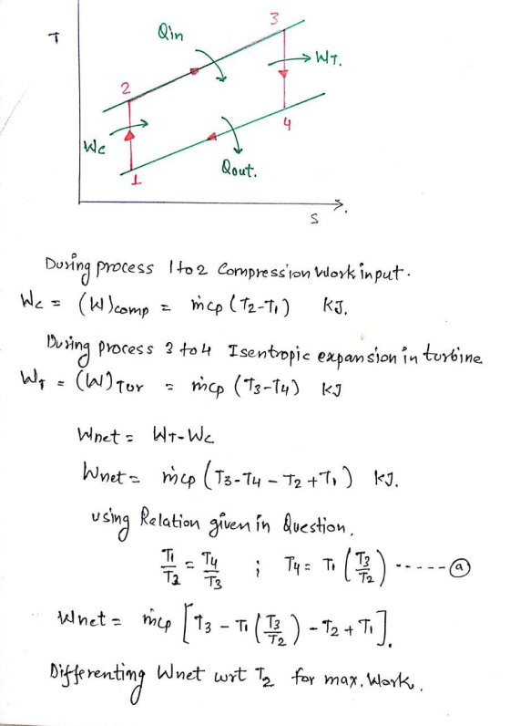 1 Qin Wt. 4 like Qout. L S We = (kl) comp E During process Ito 2 Compression vosk input. inco (T2-T) kJ. Buring process ? toh