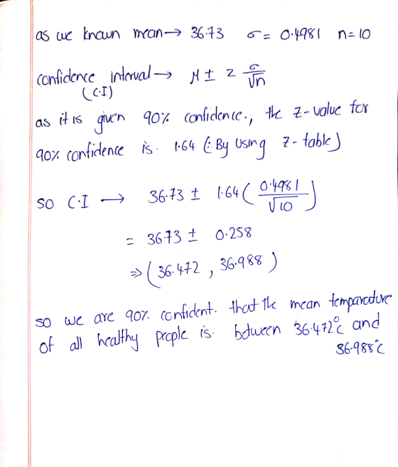 as ue tnaun Yan-3613 confidence intual- CI) 90% (onfidenc tk 2-value for 64 By Usng as it is qn 7- table 90x confidene 36.73
