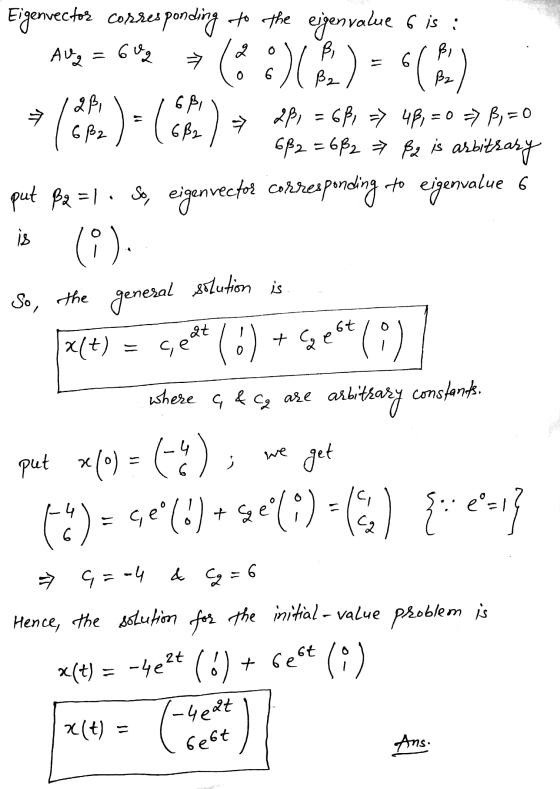Me - Gule 1e 0 B Eigenvectos corresponding to the eigenvalue G is : cl Bil 7 o 6 ( B2 / 1 + 1) - D = 2P) = 6B=> 48, = 0 37 P,