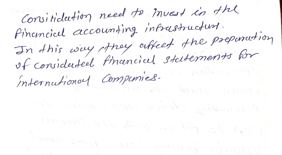 Consinidation need to Imvesd in the Pinancical accounding infrastructurt. In this way ethay cffeet the poepurution of conside