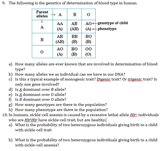 The following is the genetics of determination of