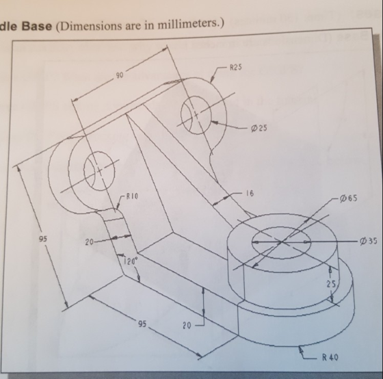 dle Base (Dimensions are in millimeters.) R25 90 25 -RI0 16 65 95 20- D35 1200 25, 20 56 R 40
