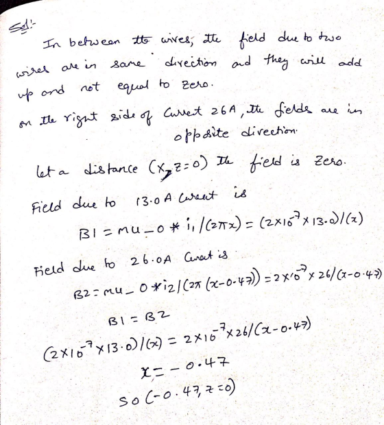tp ond net Field due to 13.0 A tis BI = mu.ㅡ ο 녹k 11 /C27Tx)= (2.xxХ13-.)/(x