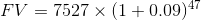 FV = 7527 x (1 + 0.09)47