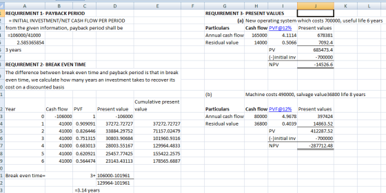 F A B C D | REQUIREMENT 1- PAYBACK PERIOD 2 = INITIAL INVESTMENT/NET CASH FLOW PER PERIOD s from the given information, payba