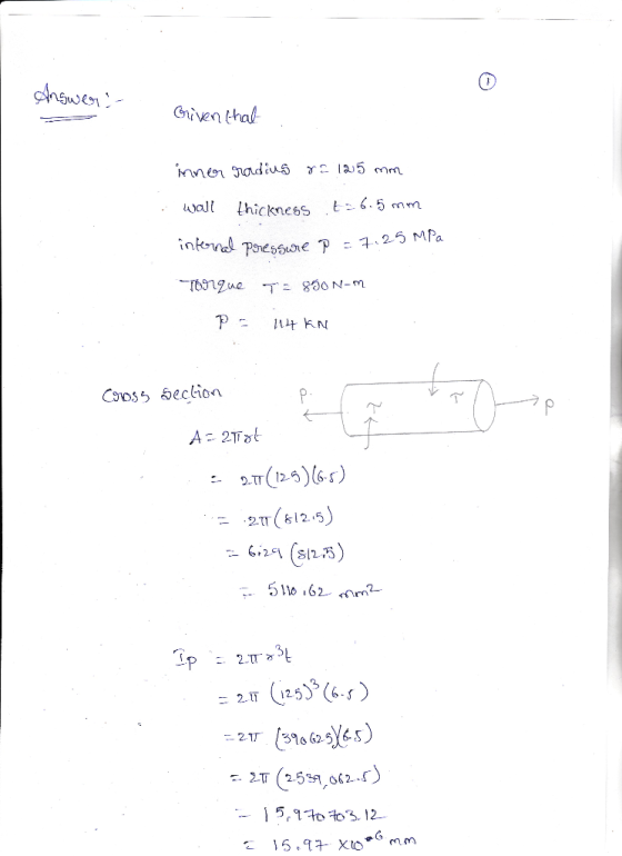 nowen Given thal t: 6.5 mm uall thickness inkoval Poressne P 25 MPa TONZue T800 N-m (అ0S5 ఏcto A 2TTt 2. (/2-6) (6r) = 2(12.5