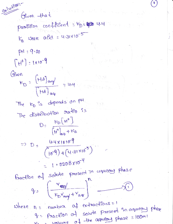 Solutions 4 4. Given that Destation coeffiüent ko: Ka Weale arid - 4.3110-5 PH: 9.00 (H+) : 1810-9 fiuen Ko = (HA) avg) I THA