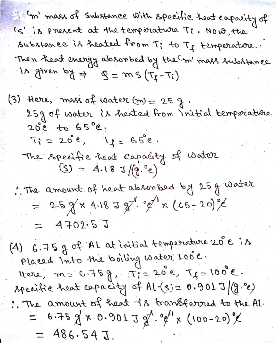 - g am mass of substance with specific heat capacity of s is present at the temperature Ti. Now, the substance is heated fr