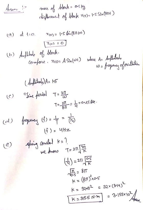 Anasenes. nou of block - ousky oligflocoment of block 941)= 1·5 Sin (8nt) (n) at tro, *20) = 105 den (81(0)) 7(0) = 0 wa (C)