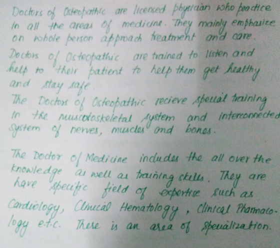 in all the areas f medidne. They mainly emphauite on ohole person a pmach heatment and core cos of Osteopathic are hained to
