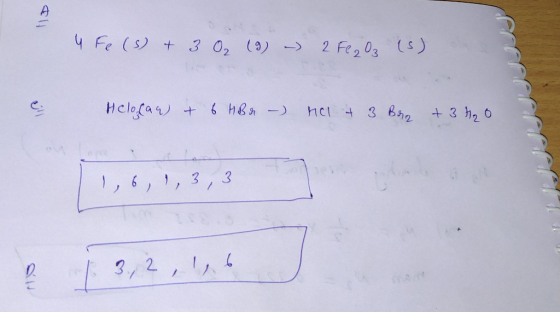 2 ч Fe(s) + 30, (0) - 2 Fe, 0, (s) Нclo (44) + &m - hc| - з Вя, + 3 5, 6 - 1, 6, , 3, 3 Т. 1.