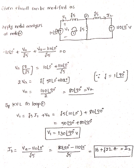 Given chrault can be modered as 15 15 F t Apply nodal analysis at node@ 110Lov 153 lol ONOV, ar tole Va 15 Va-lolo 55 Va 12