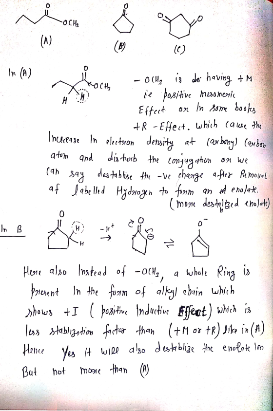 In (A) - OCHg is as having tM ie positive mesomenic Effect or in some books +R - Effect, which cause the Increase in electron