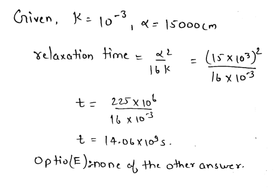 Griven, K= 10-3, x= 15000 (m relaxation time - 22 16k (155x103) 16 x 103 ts 225 x 10 x 106 16 x 10 003 t = 14.06X10s. Optio