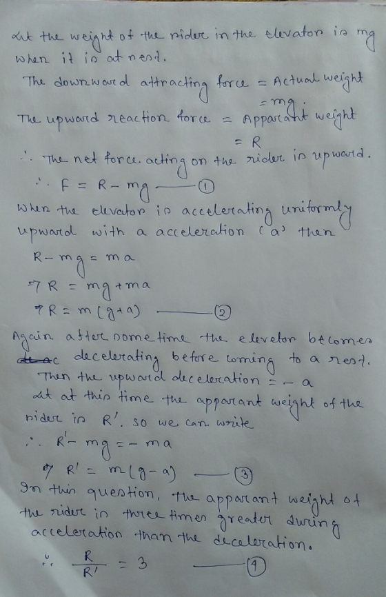 dnt the weiaht of the nidut in the tlevator in ma io at n end. 1 athracng fore The downw ost ol attr Actual Apparatt weight 1
