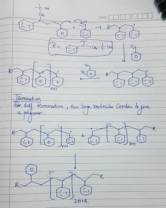 DATE DOTT (R. aasta) Termination for sell termination, two large molecules Combine to give a polymer foto stoc nh 2n+4.
