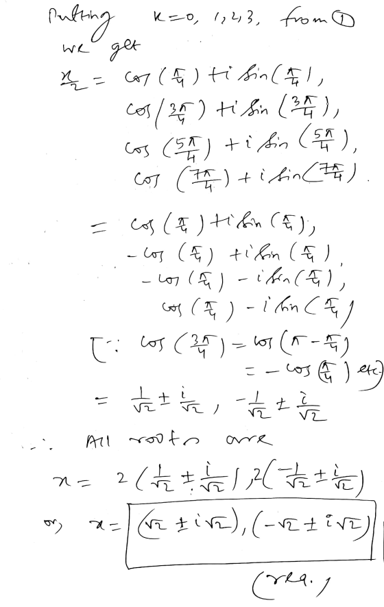 50 Pulting k=0, 1, 2, 3, from @ we get =col (A) ti sin (Al, Cos/2) ti Sin (3) cos (SA) ti sin cos (7) ti fin (72) = cos(al ti
