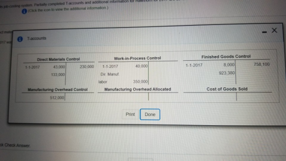 sob.costing system Partially completed T-accounts and additional information for HUWUTTI IUI 2011 (Click the icon to view the