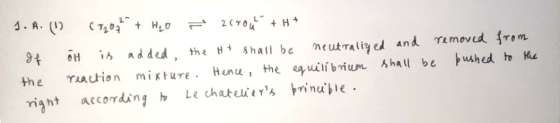 1. A. (13 (120gb + H2O È zerou + H+ of oth is added, the Ht shall be neutralized and removed from the reaction mixture. Hence
