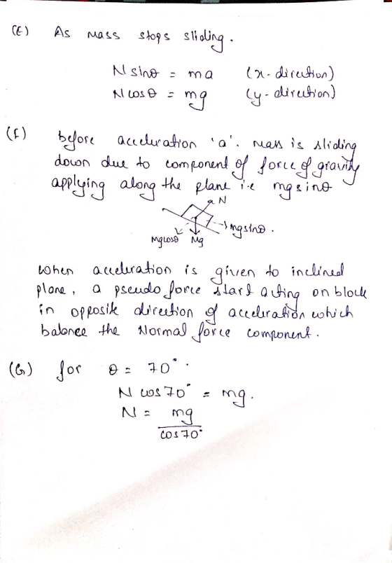 (6) As Mass stogs Slieling. Asino = ma Allos = ma la direction) ly direction) (f) before acceleration a. meals is sliding d