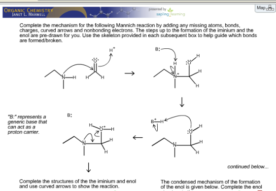 Complete the mechanism for the following Mannich r