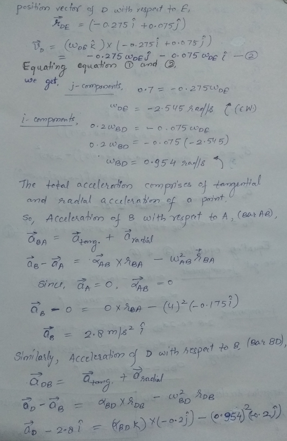 IDE we get, j-components, position vector of o with respect to E (-0.275 ? +0.0757) = (WOBŘx ( - 6.2758 +0.0757) -0.275 WDE 0